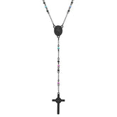 Two Tone Black And Multi Color Ip Stainless Steel Rosary - Steel Time