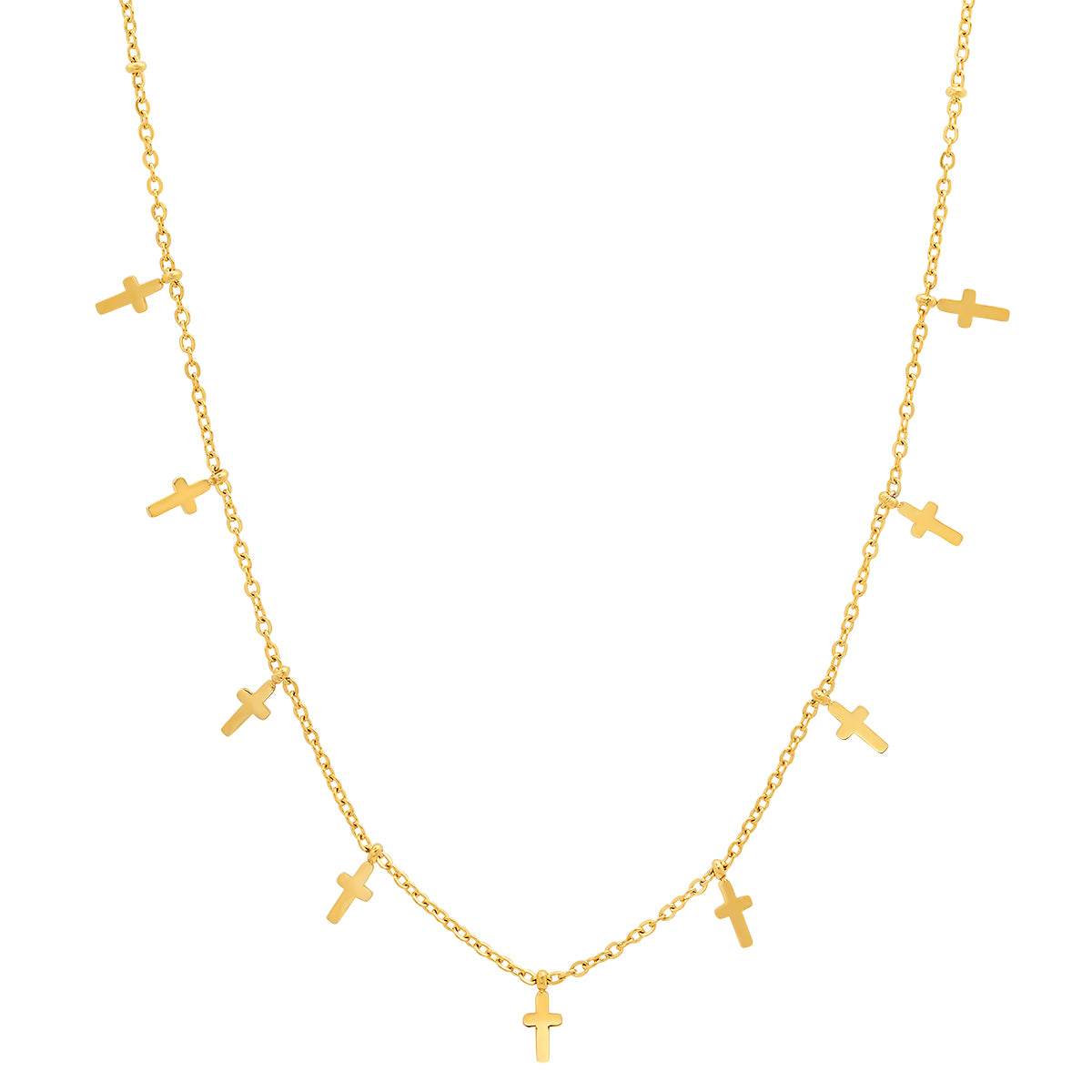 Ladies Stainless Steel Cross Charms Necklace - Steel Time