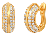 Steeltime 18K Gold Plated Brass Huggie Earrings with Simulated Diamonds - Steel Time