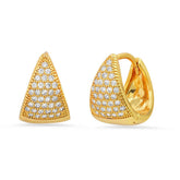 Steeltime 18K Gold Plated Brass Huggie Earrings with Simulated Diamonds (Hoop) - Steel Time