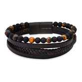 Braided Leather & Tiger Eye Beaded Bracelet