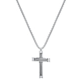 Stainless Steel And Inlay Wire Cable Cross Pendant