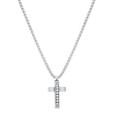 Stainless Steel And Simulated Diamonds Cross Pendant