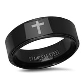 Black Ip Stainless Steel Cross Band Ring