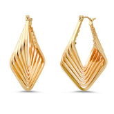 Gold Sculpted Diamond Hoop Earrings