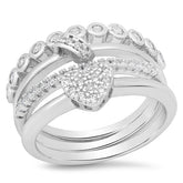 18K White Gold Plated Brass Simulated Diamonds Stackable Rings