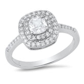 18K White Gold Plated Brass And Simulated Diamonds Engagement Ring