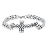 Stainless Steel Cuban Chain Cross Id Bracelet