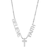 Faith, Believe & Cross Necklace - Steel Time