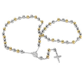 Two Tone Stainless Steel And 18K Gold Plated Rosary - Steel Time