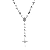 Black Rubber And Stainless Steel Rosary