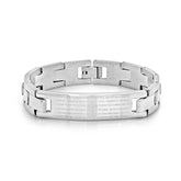 Stainless Steel Id Bracelet With 'Padre Nuestro' Lord'S Prayer - Steel Time