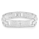 Stainless Steel Our Father Prayer Link Bracelet - Steel Time