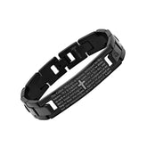Black Ip Stainless Steel Our Father Prayer Watch Link Bracelet