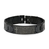 Black Ip Stainless Steel Our Father Prayer Watch Link Bracelet