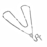 Ladies Stainless Steel Rosary Necklace - Steel Time