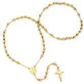 Ladies 18kt Gold Plated Rosary Necklace - Steel Time