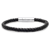 Classic Braided Leather Bracelet – Black