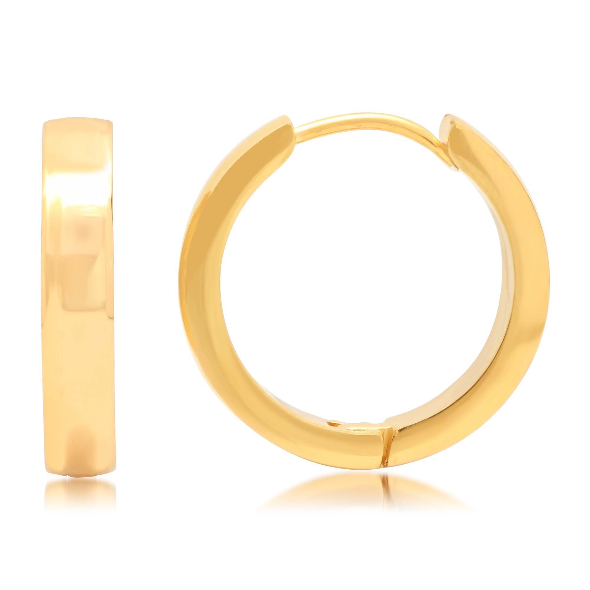 Steeltime 18K Gold Plated Stainless Steel Huggie Earrings - Steel Time