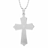 Stainless Steel Our Father Cross Pendant - Steel Time