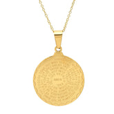 Ladies 18kt Gold Plated Our Father English Prayer Round Reversible Pendant - Steel Time