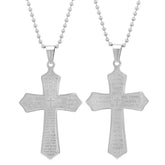 Double Sided Prayer Our Father Lord's Prayer And Serenity Prayer Cross Pendant - Steel Time