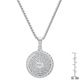 Stainless Steel Notre Pere French Prayer Round Pendant - Steel Time