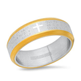 Two Tone Lord's Prayer Ring - Steel Time
