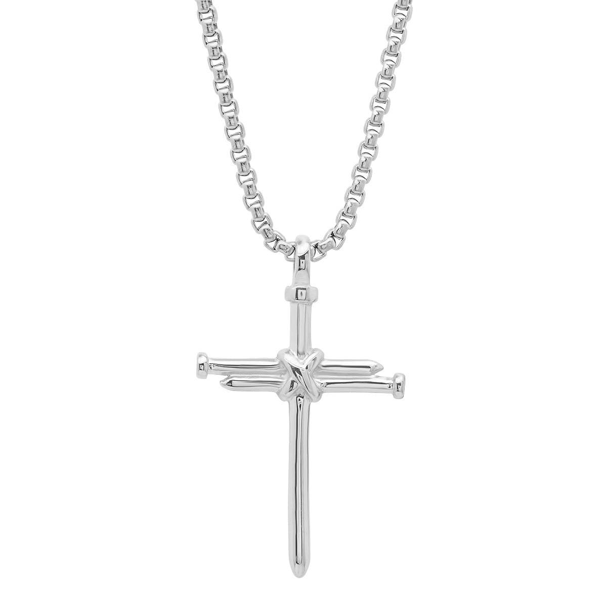 Stainless Steel Nail Cross Pendant - Steel Time