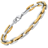 Men's Two-Tone Long Oval Link Necklace & Bracelet