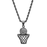SWISH Basketball Pendant Necklace - Steel Time