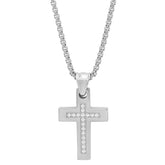 Stainless Steel Simulated Diamond Cross Pendant