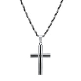 Two Tone Black Ip And Stainless Steel Cross Pendant