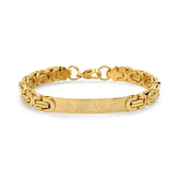 18K Gold Plated Stainless Steel Byzantine Link Our Father English Prayer Id Bracelet