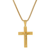 18K Gold Plated Stainless Steel Our Father Prayer Cross Pendant