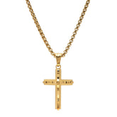 18K Gold Plated Stainless Steel Double Layer Ridged Cross Pendant