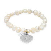 "Moms are…." heart Charm freshwater pearl bracelet