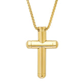 18K Gold Plated Stainless Steel Tube Cross Pendant - Steel Time