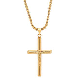 Stainless Steel Crucifix Tube Pendant - Steel Time