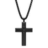 Black Cross Pendant With Black Carbon Fiber Center - Steel Time