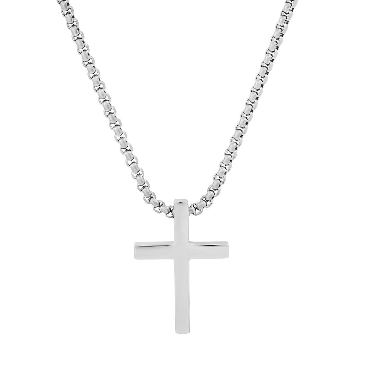 Stainless Steel Polished Cross Pendant - Steel Time