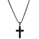 Black Ip Stainless Steel And Simulated Onyx Cross Pendant