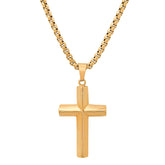 18K Gold Plated Stainless Steel Knife Edge Cross Pendant
