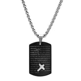 Black Ip Stainless Steel Our Father Prayer Dog Tag Pendant - Steel Time