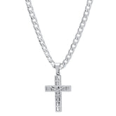 Stainless Steel Mini Crucifix Pendant With Flat Curb Chain