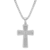 Stainless Steel Padre Nuestro Prayer Crucifix Pendant - Steel Time