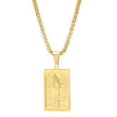 18K Gold Plated Stainless Steel Rounded Box Chain Necklace With Serenity Prayer Plate And Prayer Hands Pendant
