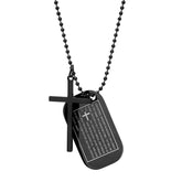 Our Father Prayer Dog Tag And Cross Pendant - Steel Time