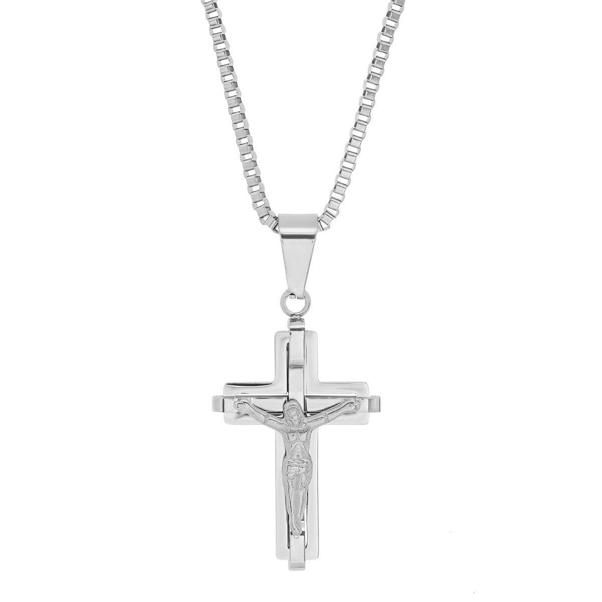 Stainless Steel Crucifix Pendant - Steel Time