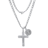 Stainless Steel St. Benedict & Crucifix Pendants